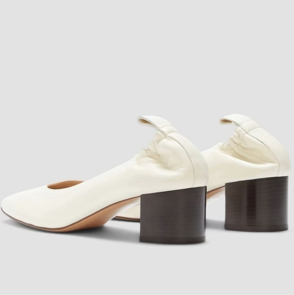Everlane The Day Heel Cream / White Stacked Block Heel Sz 6 - Picture 4 of 11